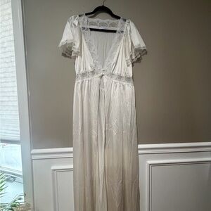 Miss Elaine White Lace Trim Pajama Gown